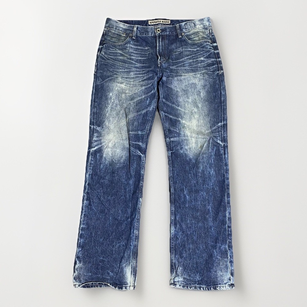 Express Kingston Jeans Mens 34x34 (36x33) Straight Thick Stitch Baggy Y2K Skater